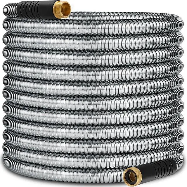 Main image of 150 ft Stainless Steel Garden Hose - 2026 New Upgraded Metal Water hose - Flexible Water Hoses Pipes with Latex Core, 3/4" Solid Brass Connector - No-Expandable Watering Garden Hoses