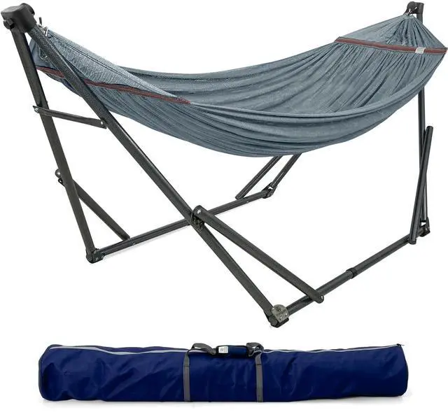 Main image of Tranquillo Adjustable Hammock Stand 600 lbs Capacity, Collapsible Camping Hammock and Stand, Double Hammock with Stand for 2 Persons, Quick & Easy Assembly Garden Yard Patio Lawn, Grey