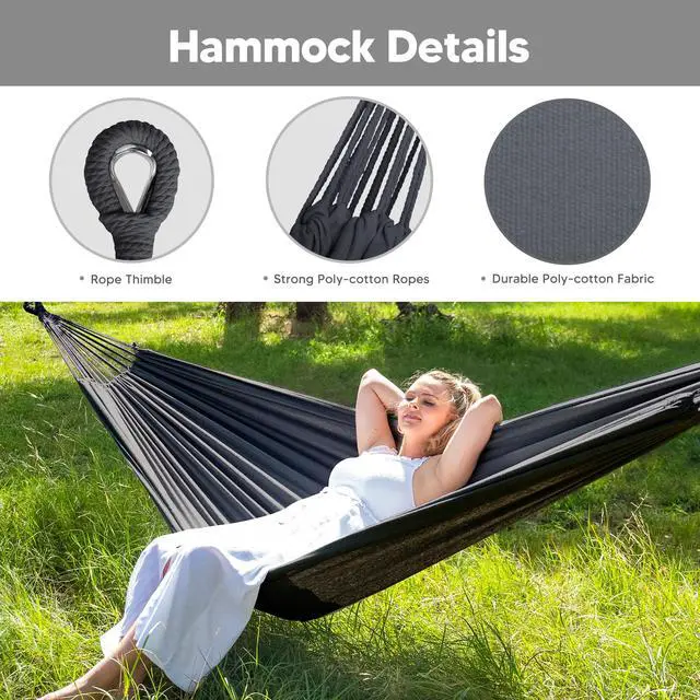 Alt view image 3 of 7 - SUNCREAT Hammocks Standing Patio Hammock, Portable Hammock with Stand Foldable, Dark Gray