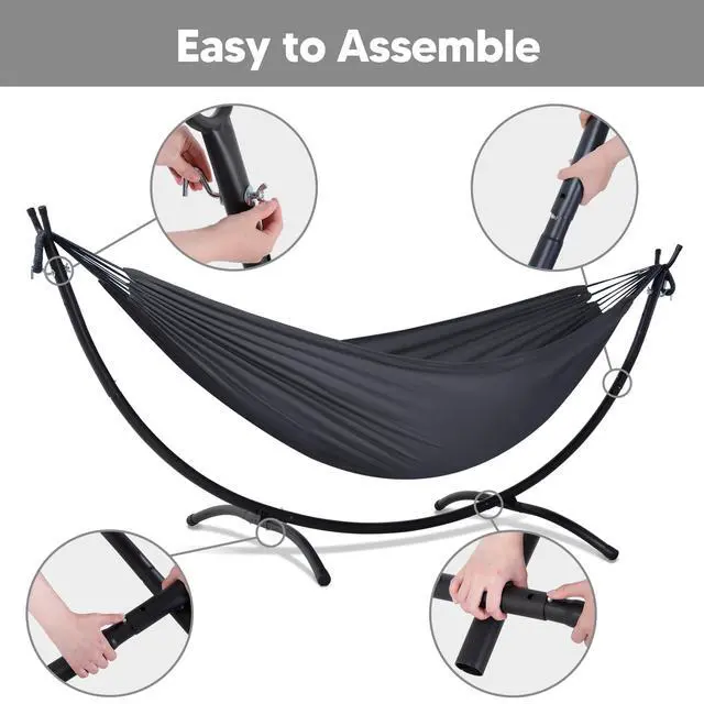 Alt view image 4 of 7 - SUNCREAT Hammocks Standing Patio Hammock, Portable Hammock with Stand Foldable, Dark Gray