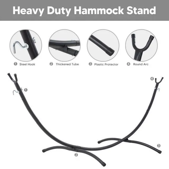 Alt view image 7 of 7 - SUNCREAT Hammocks Standing Patio Hammock, Portable Hammock with Stand Foldable, Dark Gray