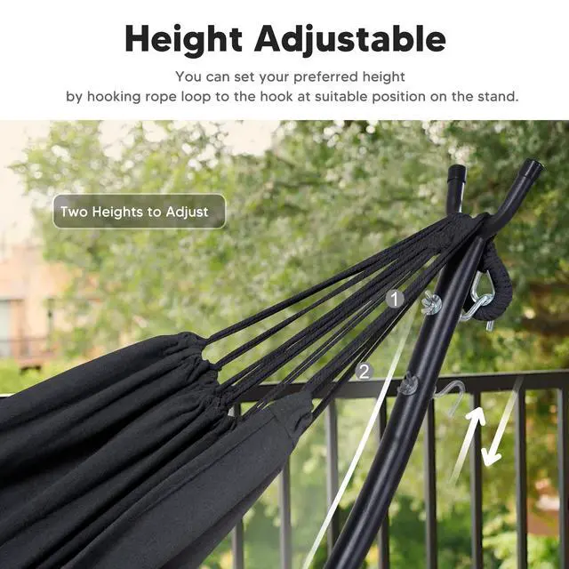 Alt view image 6 of 7 - SUNCREAT Hammocks Standing Patio Hammock, Portable Hammock with Stand Foldable, Dark Gray