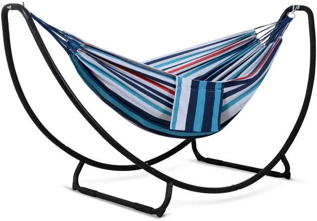 Main image of SUNCREAT 2 Person Hammock with Stand, Space Saving Free Standing Hammock with Stand Included, Patent Pending, Blue Red