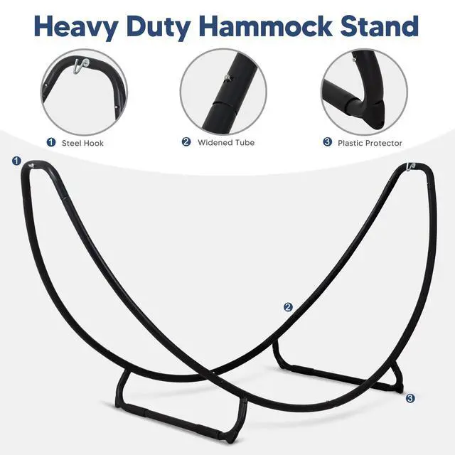 Alt view image 6 of 7 - SUNCREAT 2 Person Hammock with Stand, Space Saving Free Standing Hammock with Stand Included, Patent Pending, Blue Red