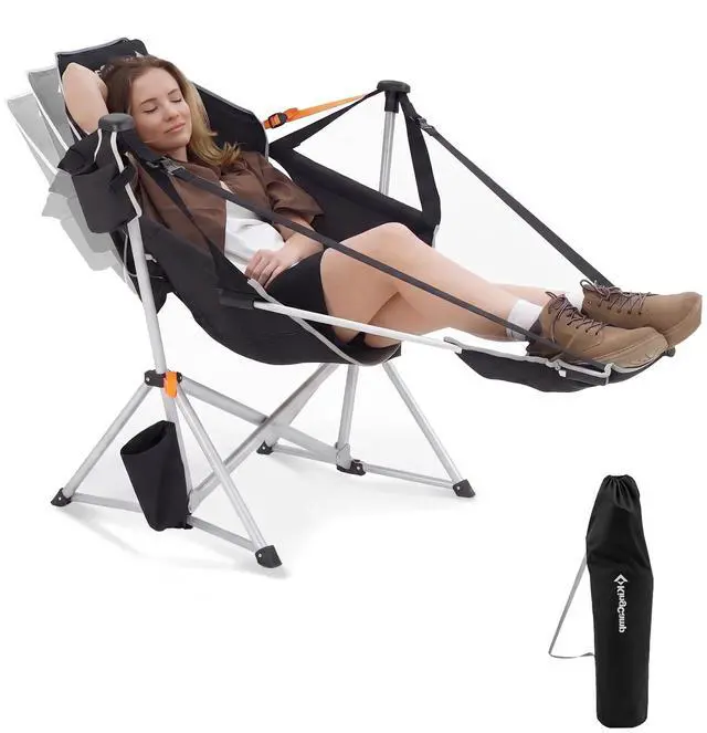 Main image of KingCamp Hammock Chair with Footrest Heavy Duty Swinging Rocking Camping Chairs for Adults up to 400lbs, Folding Portable Oversized Rocker with Cup Holder & Pillow for Outdoor Beach Lawn RV Sports