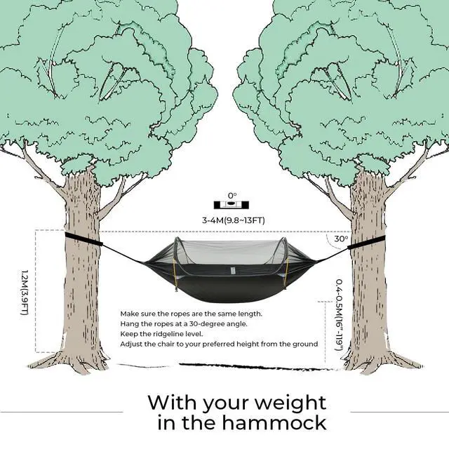 Alt view image 2 of 7 - Rivenlo Camping Hammock Tent with Mosquito Net & RainFly, 3 in 1 Waterproof Portable Sleeping Hammock Bug Backpacker Lightweight Outdoor Gear Swing for Hiking Travel Patio Expedition(Dark Green)