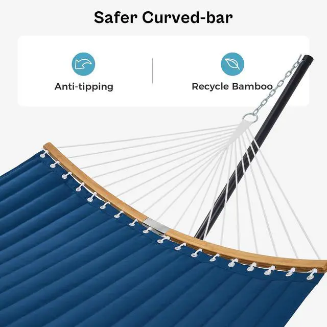Alt view image 7 of 7 - SUPERJARE Curved-Bar Hammock with Stand, 2 Person Heavy Duty Hammock Frame, Detachable Pillow & Portable Carrying Bag, Perfect for Outdoor & Indoor, Navy Blue