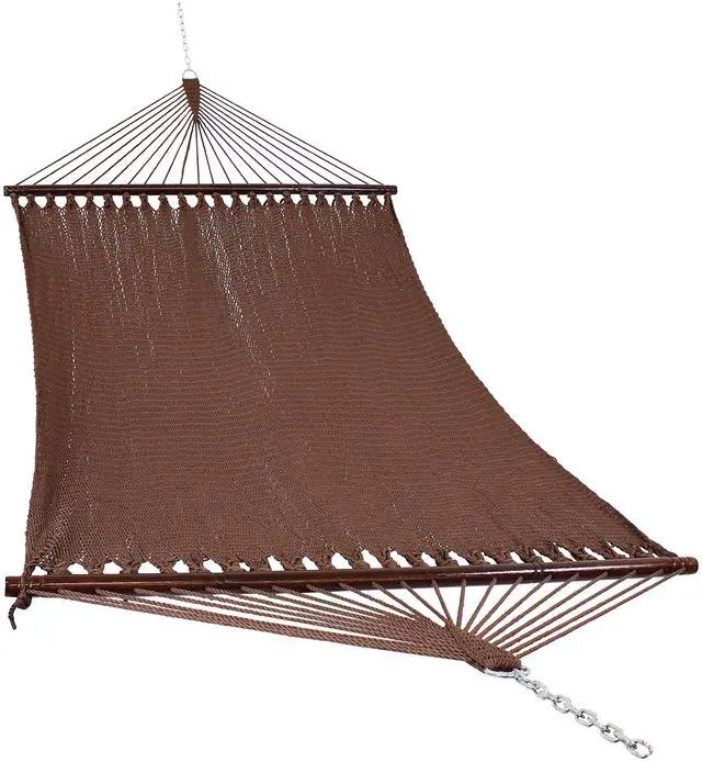 Main image of Sunnydaze Soft-Spun Polyester Rope Double Hammock for Outside - 600-Pound Weight Capacity Extra Large Hammock - Mocha