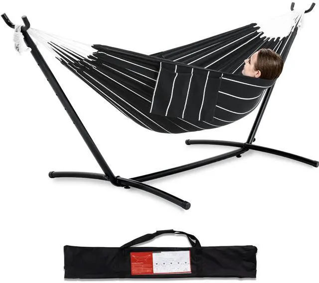 Main image of PNAEUT Double Hammocks with Stand for Outside, Portable Space Saving Heavy-Duty Steel Stand for Indoor Outdoor Patio with Carrying Bag, 450 lbs Capacity (Chasm)