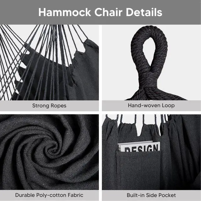 Alt view image 6 of 7 - SUNCREAT 2-in-1 Hammocks Hammock Chair with Stand, 475 lbs Capacity, Heavy Duty Two Person Hammock with Stand, Patented, Blue Stripe