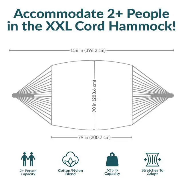 Alt view image 5 of 7 - Sunnydaze Handwoven XXL Thick Cord Mayan Double Hammock for Outside - 625-Pound Capacity Heavy-Duty Outdoor Hammock - Natural