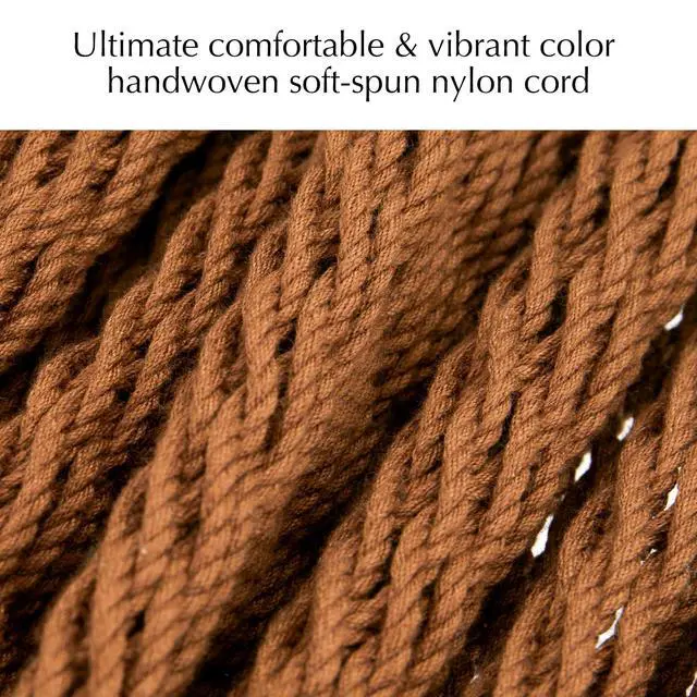 Alt view image 5 of 7 - PNAEUT Handwoven Mayan Hammock, Thick Soft Rope Double Hammock for Outdoor Outside & Indoor, 600 lbs Capacity Heavy-Duty, Includes Tree Straps, Carabiners & Carrying Bag (Desert, X-Large)
