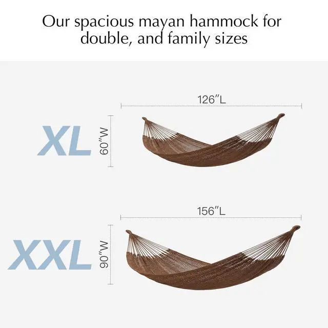 Alt view image 6 of 7 - PNAEUT Handwoven Mayan Hammock, Thick Soft Rope Double Hammock for Outdoor Outside & Indoor, 600 lbs Capacity Heavy-Duty, Includes Tree Straps, Carabiners & Carrying Bag (Desert, X-Large)