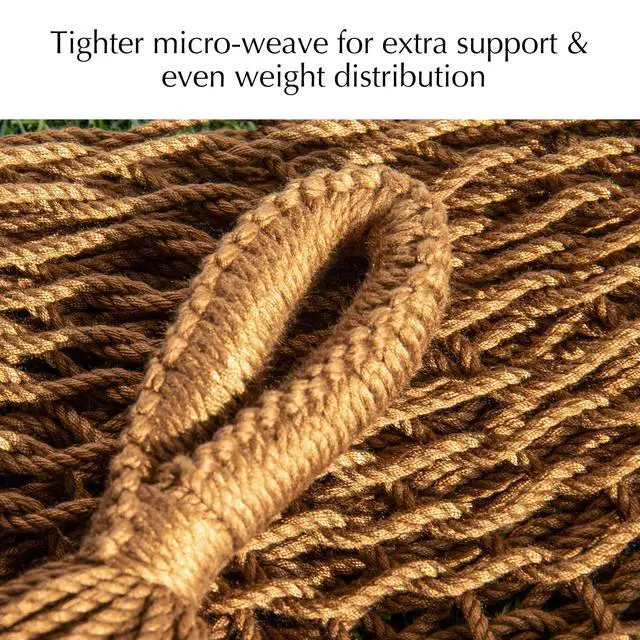 Alt view image 7 of 7 - PNAEUT Handwoven Mayan Hammock, Thick Soft Rope Double Hammock for Outdoor Outside & Indoor, 600 lbs Capacity Heavy-Duty, Includes Tree Straps, Carabiners & Carrying Bag (Desert, X-Large)