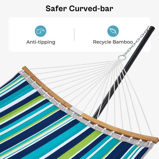 Alt view image 7 of 7 - SUPERJARE Hammock with Stand, 2 Person Heavy Duty Hammock with Padded Cotton, Detachable Pillow & Strong Curved-Bar & Portable Carrying Bag, Perfect for Outdoor & Indoor - Dark Cyan