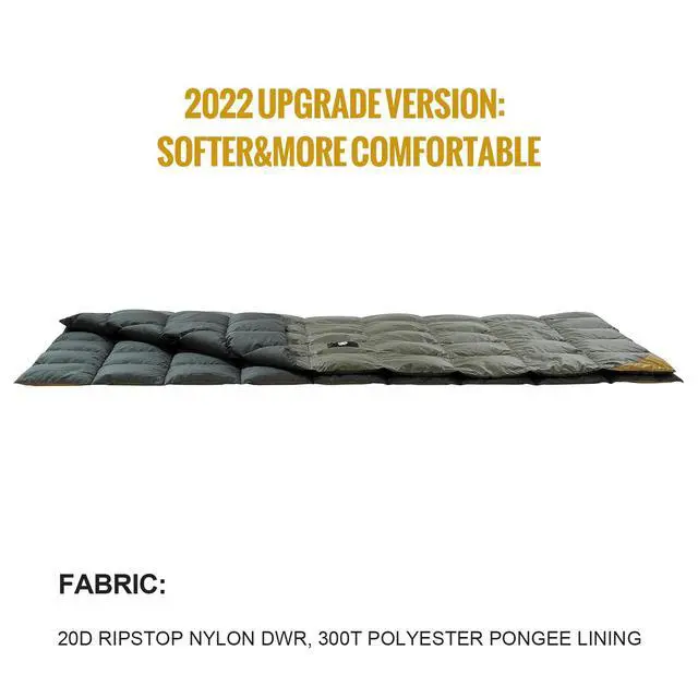 Alt view image 4 of 7 - ONETIGRIS Down Camping Blanket 2 Person -Warm, Lightweight, Packable, Puffy Outdoor Travelling Blanket for Cold Weather Backpacking Hiking Stadium Gardening Beach Picnic Quilt