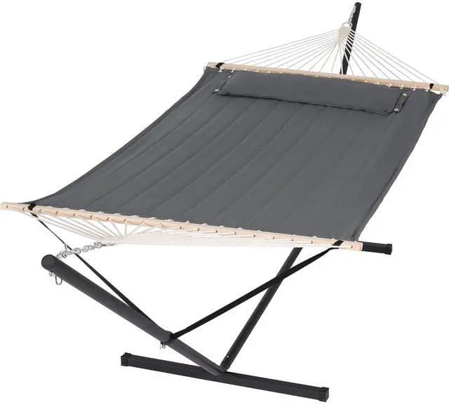 Main image of SUNCREAT 2 Person Hammock with Stand, Heavy Duty Portable Hammocks, 475 lbs Capacity, Dark Grey