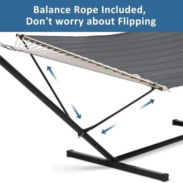 Alt view image 3 of 7 - SUNCREAT 2 Person Hammock with Stand, Heavy Duty Portable Hammocks, 475 lbs Capacity, Dark Grey