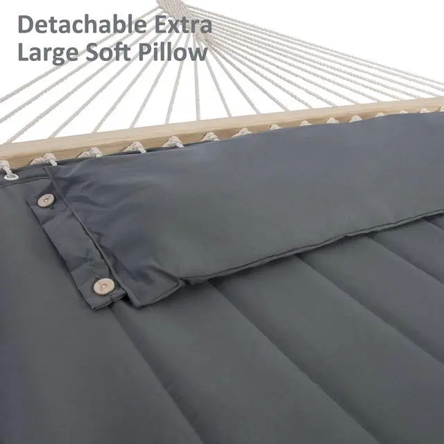 Alt view image 5 of 7 - SUNCREAT 2 Person Hammock with Stand, Heavy Duty Portable Hammocks, 475 lbs Capacity, Dark Grey