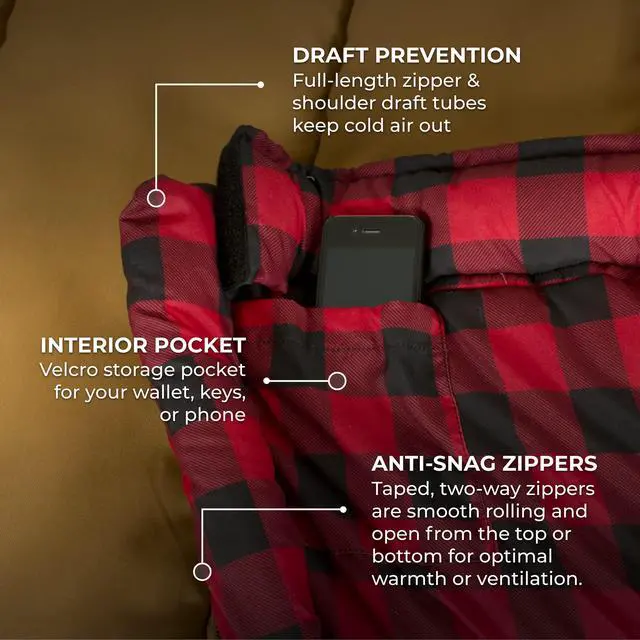 Alt view image 5 of 7 - Teton 0F Degree Deer Hunter Sleeping Bag. Warm and Comfortable Camping Sleeping Bags, Teton Tough Canvas Shell for Camping, Hunting, and Cold Weather, Brown
