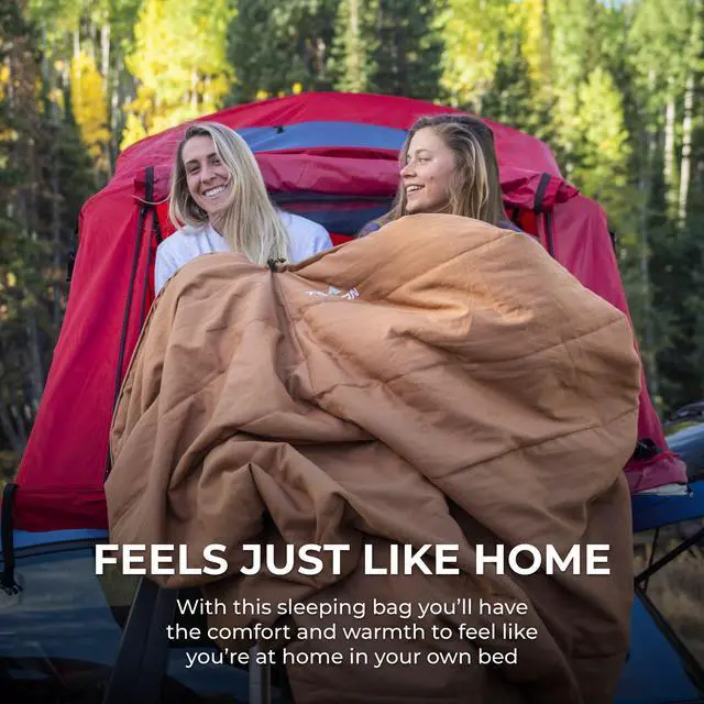 Alt view image 7 of 7 - Teton 0F Degree Deer Hunter Sleeping Bag. Warm and Comfortable Camping Sleeping Bags, Teton Tough Canvas Shell for Camping, Hunting, and Cold Weather, Brown