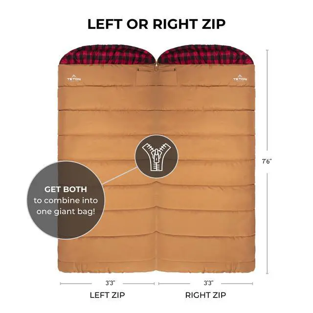 Alt view image 2 of 7 - Teton 0F Degree Deer Hunter Sleeping Bag. Warm and Comfortable Camping Sleeping Bags, Teton Tough Canvas Shell for Camping, Hunting, and Cold Weather, Brown