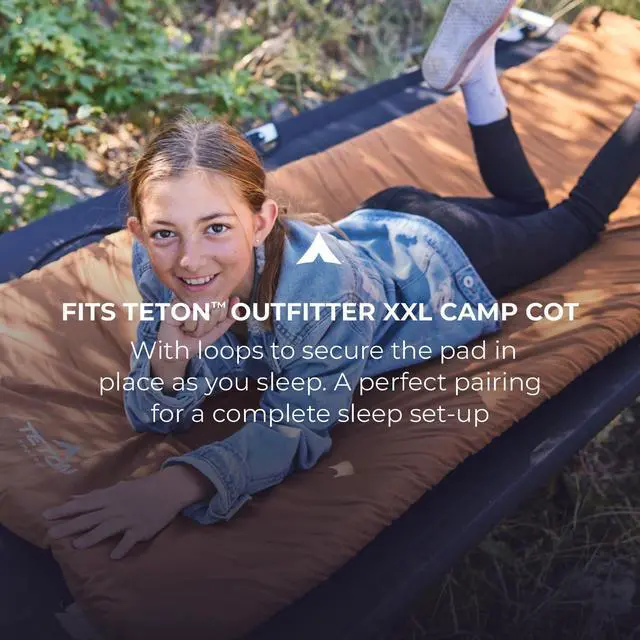 Alt view image 3 of 3 - Teton Outfitter XXL Sleeping Pad for Cot, Extra Thick Comfortable Camping Mattress for Adults, Portable Roll-Up Camp Pad, Durable Foam Cushioning