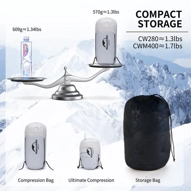 Alt view image 3 of 7 - Naturehike Ultralight Backpacking RDS Down Sleeping Bag for Adults, 650 Fill Power Sleeping Bag for 42/52, 20oz Compact Lightweight Sleeping Bags for Hiking Camping 3 Seasons