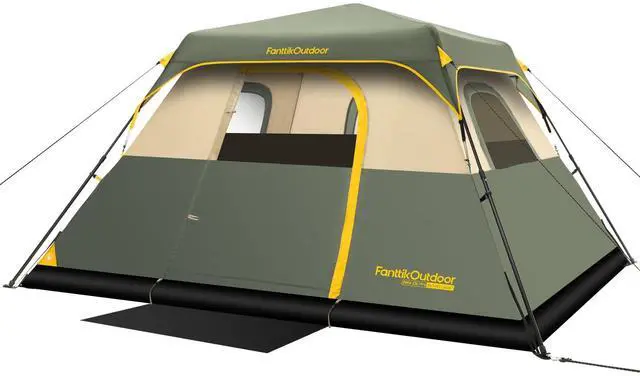 Main image of FanttikOutdoor Zeta C6 Pro Camping Tent 6 Person Instant Cabin Tent Setup in 60 Seconds with Rainfly & Windproof Portable with Carry Bag for Family Camping & Hiking, Upgraded Ventilation, Green