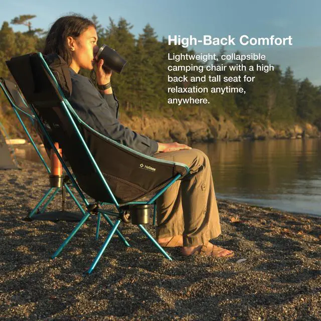 Alt view image 2 of 6 - Helinox Sunset Chair Lightweight High-Back Collapsible Camping Chair Black, 3.4Ibs Outdoor Chairs, Picnic Chair, Portable Camping Chair, with Side Pockets