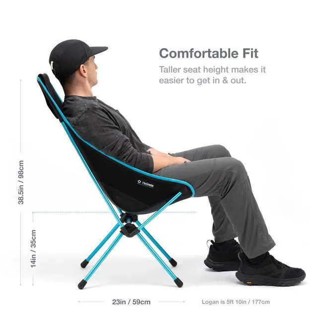 Alt view image 5 of 6 - Helinox Sunset Chair Lightweight High-Back Collapsible Camping Chair Black, 3.4Ibs Outdoor Chairs, Picnic Chair, Portable Camping Chair, with Side Pockets