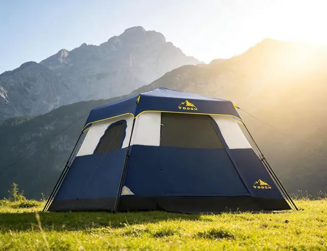 Alt view image 4 of 7 - Toogh 3/4 Person Camping Tent with 1 Door, 4 Windows, and Upgraded Ventilation Instant Setup, Waterproof, 8'x 8'x 67''Oxford Fabric Floor Pop Up in 60 Seconds Includes Rainfly and Backpack
