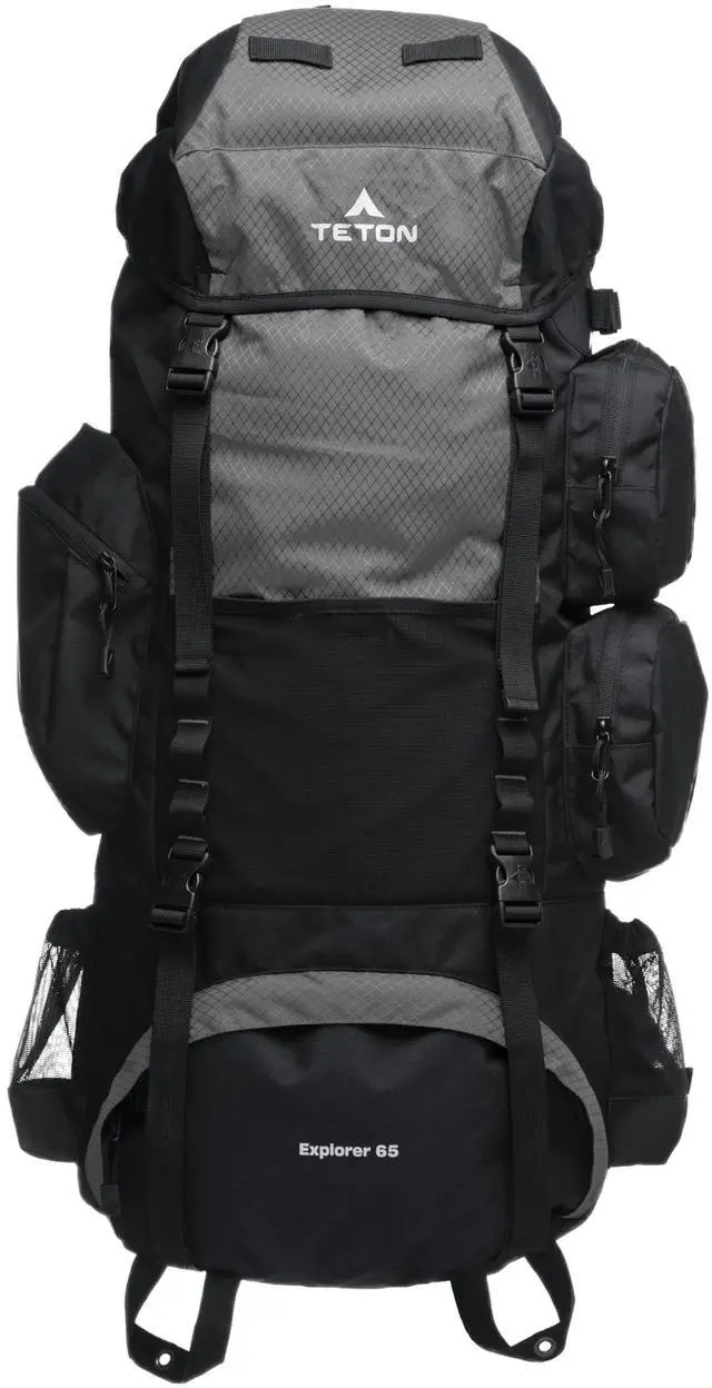 Main image of Teton 65L Explorer Internal Frame Backpack for Hiking, Camping, Backpacking, Rain Cover Included, Graphite