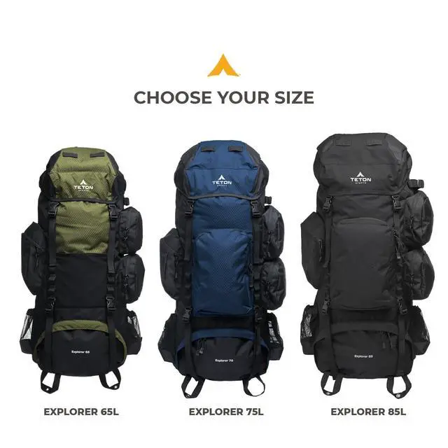 Alt view image 3 of 3 - Teton 65L Explorer Internal Frame Backpack for Hiking, Camping, Backpacking, Rain Cover Included, Graphite