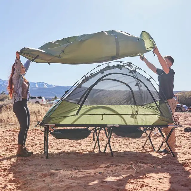 Alt view image 4 of 5 - Teton Outfitter Camping Cot, Heavy-Duty Oversized Folding Cot for Adults, Comfortable Elevated Sleeping Bed, Easy Setup, XXL