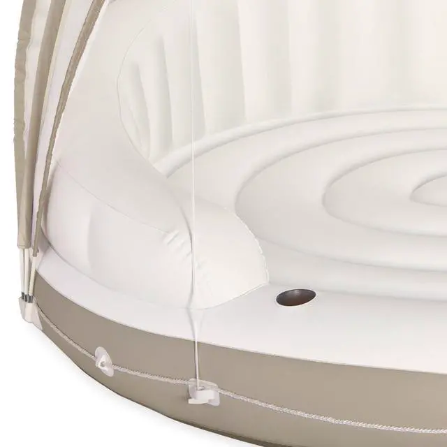 Alt view image 6 of 7 - Intex 58292EP Canopy Island Inflatable Pool Float: Comfortable Lounge Surface Built-in Cup Holders Detachable Sunshade 440lb Max Weight Capacity 78.5" x 59"