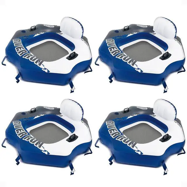 Main image of INTEX 58854EP River Run Connect Inflatable Floating Lounge: Comfortable Backrest Built-in Cup Holder Durable Grab Handles Easy-to-Use Connectors 220lb Weight Capacity (4 Pack)