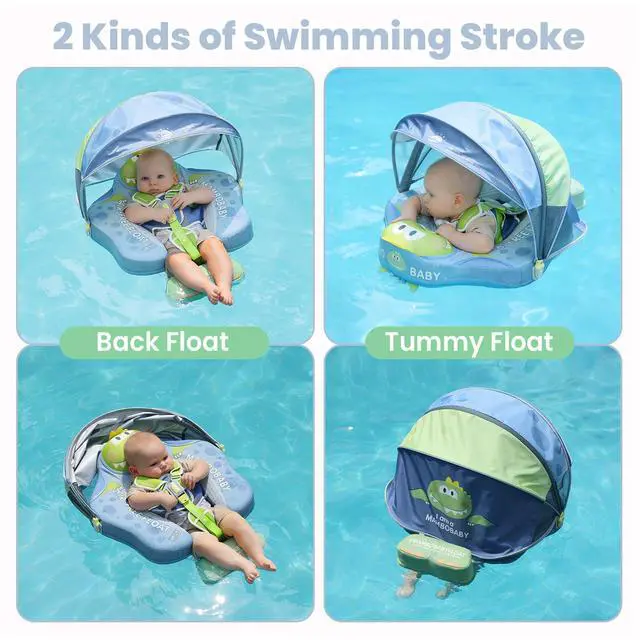 Alt view image 6 of 7 - Mambobaby Float Non-Inflatable Baby Float with Canopy, Five-Point Safety System, 3D Canopy(Detachable) UPF 50+, Baby Pool Floats for 3-24 Months, Dual-Mode Toddler Swim Floaties
