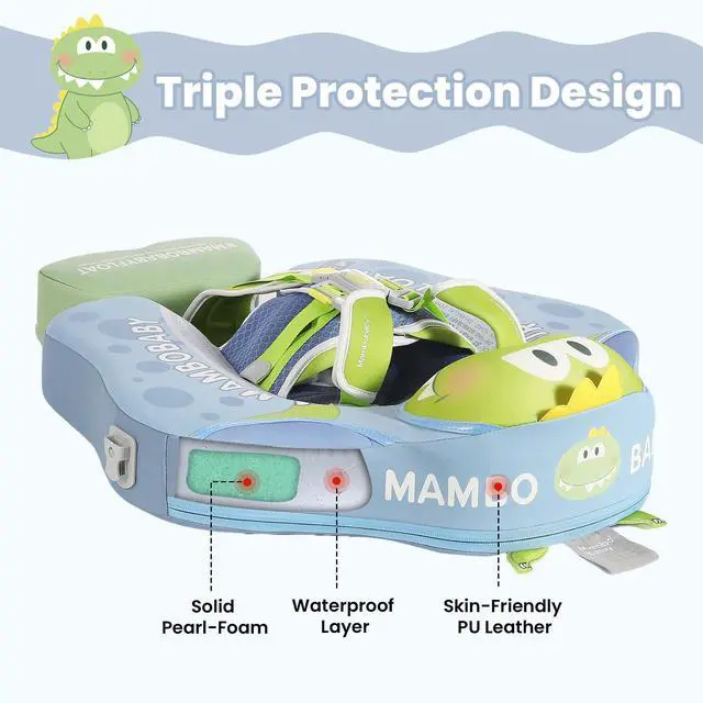 Alt view image 4 of 7 - Mambobaby Float Non-Inflatable Baby Float with Canopy, Five-Point Safety System, 3D Canopy(Detachable) UPF 50+, Baby Pool Floats for 3-24 Months, Dual-Mode Toddler Swim Floaties