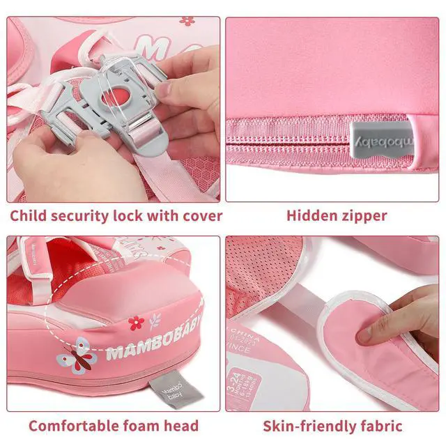 Alt view image 4 of 7 - Mambobaby Float with Canopy Size Improved Non Inflatable Infant Baby Pool Float Smart Mambo Float Swim Trainer Baby Swim Float Mambo Baby Float Solid Air Free Water Waist Swimming Ring