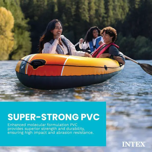 Alt view image 4 of 7 - INTEX 66313EP Challenger 3 Inflatable Boat Set: Includes Deluxe 54in Aluminum Oars and High-Output Pump Triple Air Chambers Welded Oar Locks 3-Person 660lb Weight Capacity