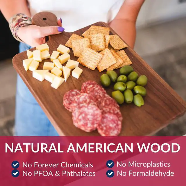 Alt view image 2 of 7 - Made in USA Walnut Cutting Board by Virginia Boys Kitchens - Butcher Block made from Sustainable Hardwood (Handle - 10x16)
