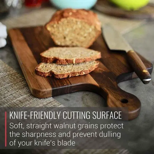 Alt view image 5 of 7 - Made in USA Walnut Cutting Board by Virginia Boys Kitchens - Butcher Block made from Sustainable Hardwood (Handle - 10x16)