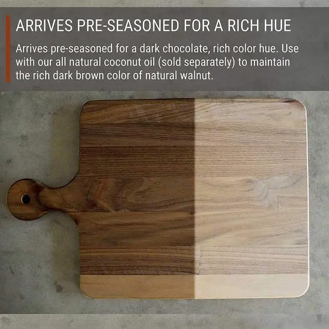 Alt view image 7 of 7 - Made in USA Walnut Cutting Board by Virginia Boys Kitchens - Butcher Block made from Sustainable Hardwood (Handle - 10x16)