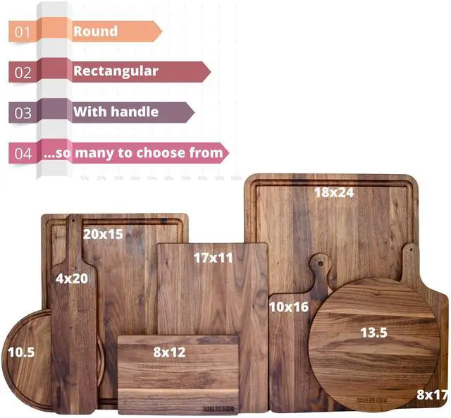 Alt view image 6 of 7 - Made in USA Walnut Cutting Board by Virginia Boys Kitchens - Butcher Block made from Sustainable Hardwood (Handle - 10x16)