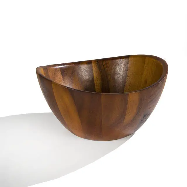 Alt view image 2 of 7 - nambe Gourmet Harmony 3 Piece Wooden Salad Bowl Set | Big 12-Inch Salad Bowl with Serving Utensils | Acacia Wood Salad Tosser and Fruit Bowl | Housewarming Gift | Designed by Wei Young