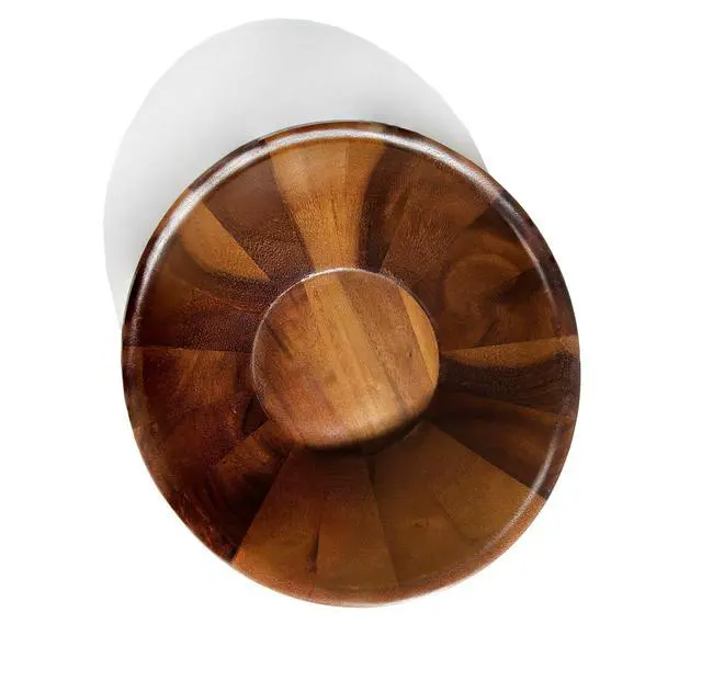 Alt view image 4 of 7 - nambe Gourmet Harmony 3 Piece Wooden Salad Bowl Set | Big 12-Inch Salad Bowl with Serving Utensils | Acacia Wood Salad Tosser and Fruit Bowl | Housewarming Gift | Designed by Wei Young