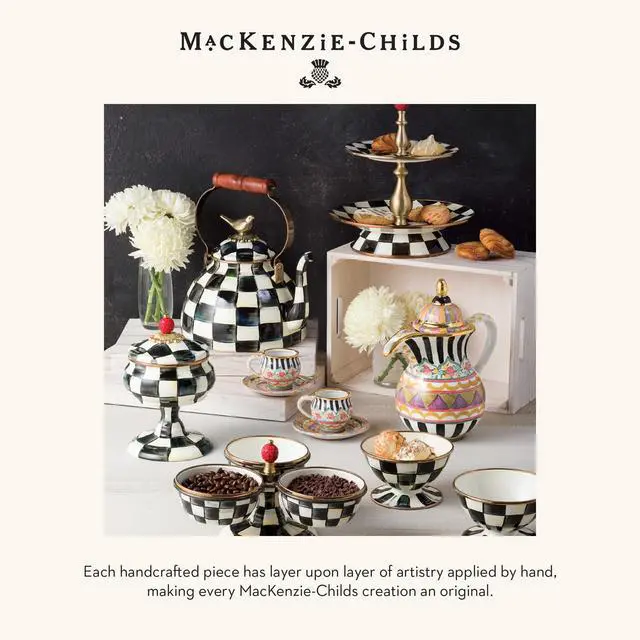 Alt view image 6 of 6 - MACKENZIE-CHILDS Enamel Colander, Decorative Kitchen Strainer, Large, Black-and-White Courtly Check