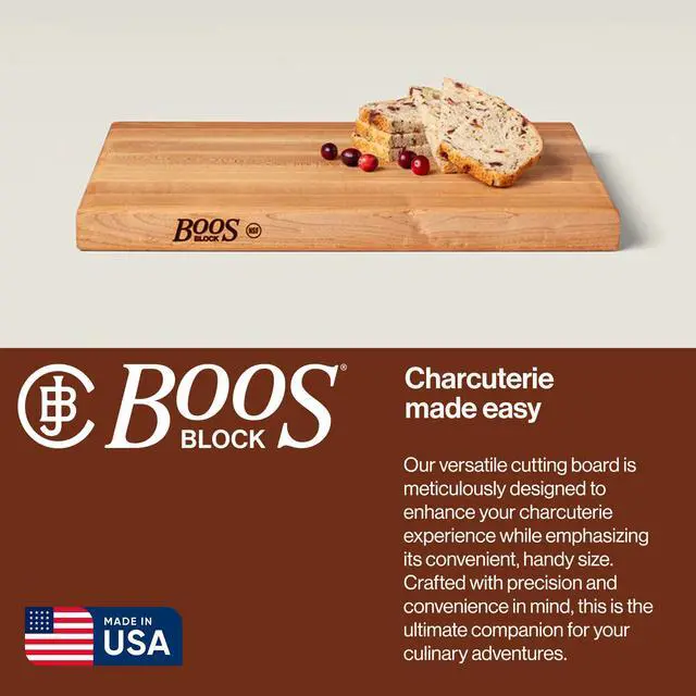Alt view image 4 of 7 - John Boos R-Board Series Rectangular Wooden Maple Cutting Board 18x12 1.5 Thick, 10-lb Reversible Butcher Block with Edge-Grain & Finger Grips Made in the USA