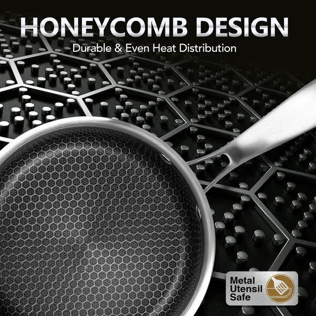 Alt view image 2 of 7 - MICHELANGELO Triply Stainless Steel Pot Set, Hybrid Nonstick Saucepan Set with Lids, Induction Compatible Heavy Duty Sauce Pan 1QT & 2QT & 3QT, Honeycomb Interior, Dishwasher Safe Cookware - 6 Piece